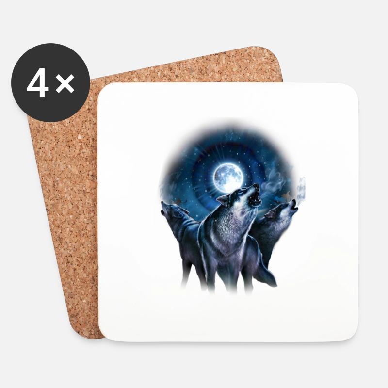 Rahmenlos JL Wolf - Design Geschenk - Untersetzer (4er-Set) - Weiß