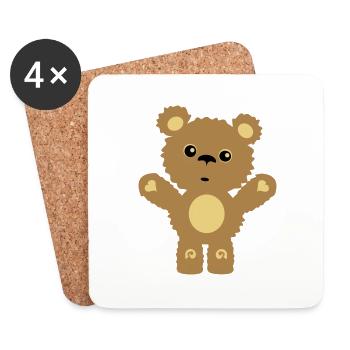 Teddybär - Untersetzer (4er-Set) - Weiß - Vorne
