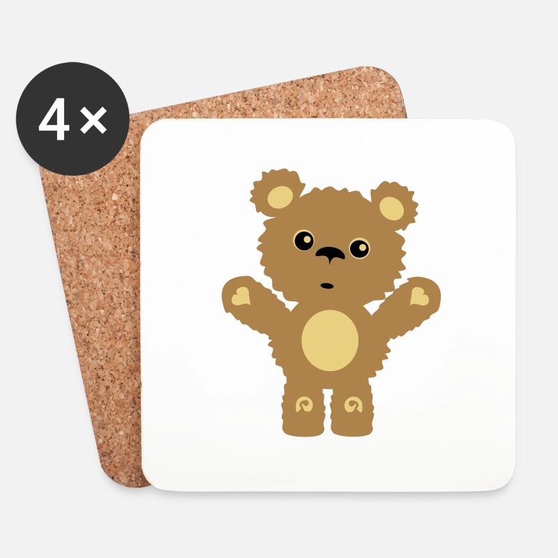 Teddybär - Untersetzer (4er-Set) - Weiß