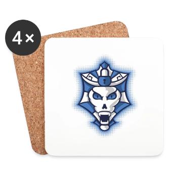 Halloween Blue and White Monster Shield - Coasters (set of 4) - white - Front