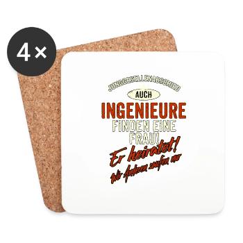 JGA Team - Ingenieur - Version Auch rot Retro - - Untersetzer (4er-Set) - Weiß - Vorne