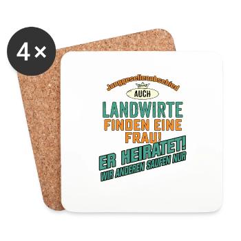 JGA Team - Landwirt - petrol strong orange - - Untersetzer (4er-Set) - Weiß - Vorne