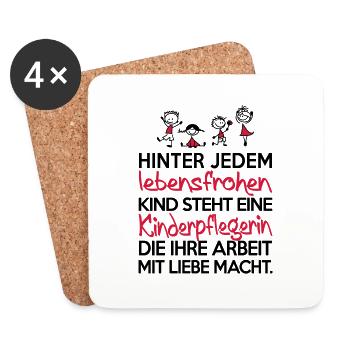 Kinderpflegerin mit Liebe - Untersetzer (4er-Set) - Weiß - Vorne