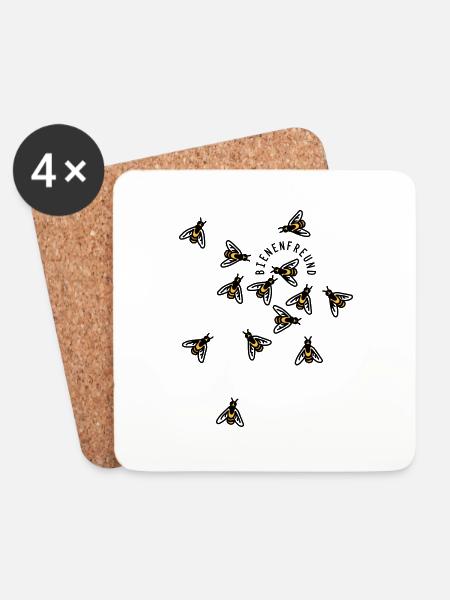 Bienen - Untersetzer (4er-Set) - Weiß