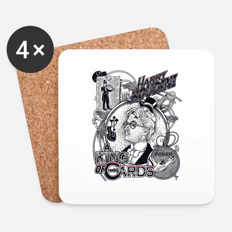 Harry Houdini Poker - Untersetzer (4er-Set) - Weiß