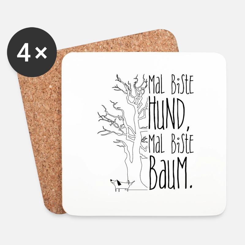 Mal Hund mal Baum - Untersetzer (4er-Set) - Weiß
