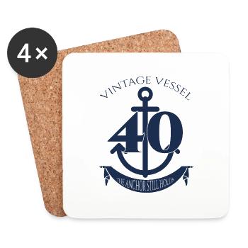 40th Birthday: Vintage Vessel - 40 - The Anchor - Coasters (set of 4) - white - Front