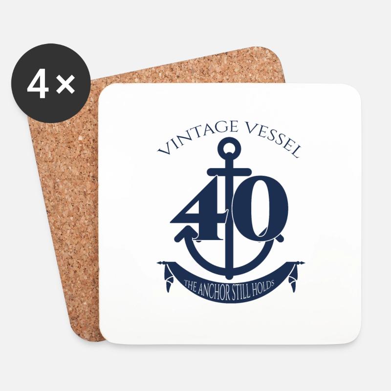 40. Geburtstag: Vintage Vessel - 40 - The Anchor - Untersetzer (4er-Set) - Weiß