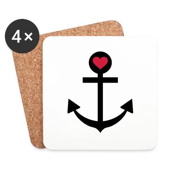 anchor captain star love - Coasters (set of 4) - white - Front