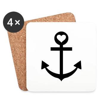 anchor captain star love - Coasters (set of 4) - white - Front