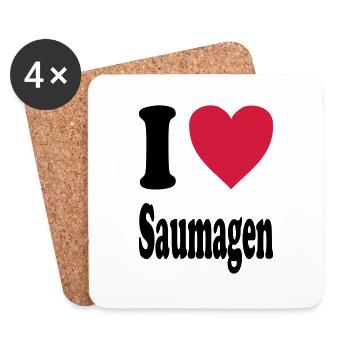 I love Saumagen (Alle Farben!) - Untersetzer (4er-Set) - Weiß - Vorne