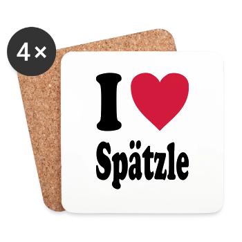 I love Spätzle (Alle Farben!) - Untersetzer (4er-Set) - Weiß - Vorne