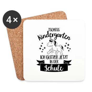 Goodbye kindergarten, I glitter in the school - Coasters (set of 4) - white - Front