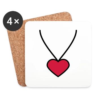 necklace_heart_2c - Coasters (set of 4) - white - Front