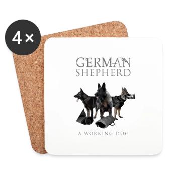 German Shepherd Dog - Coasters (set of 4) - white - Front