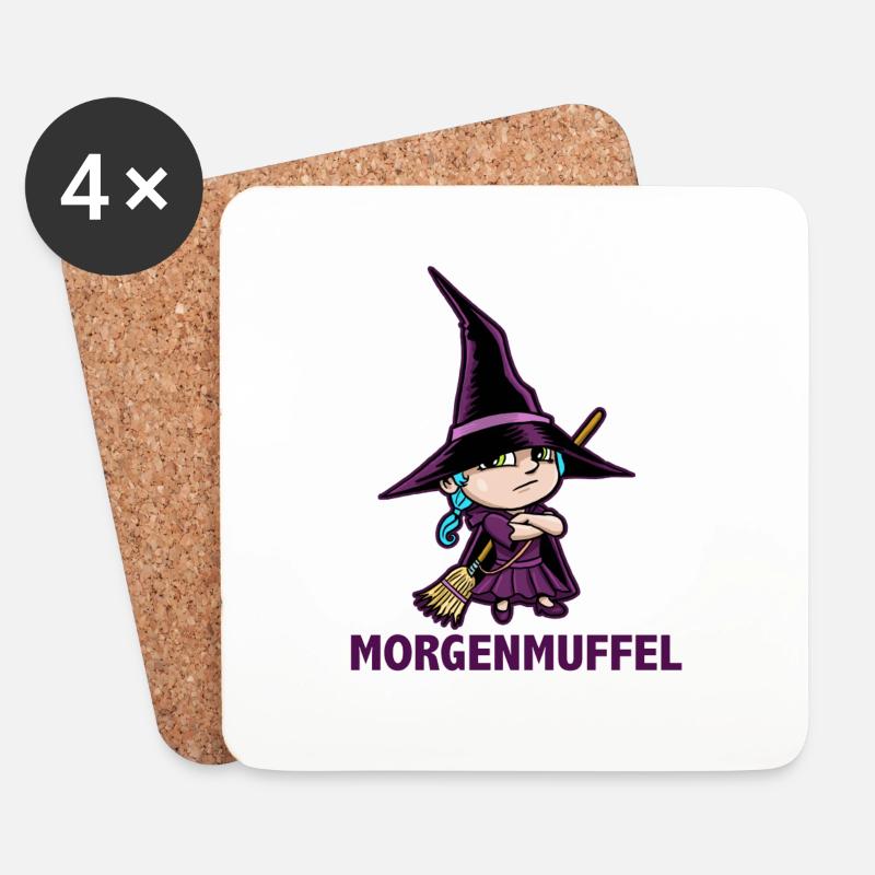 Morgenmuffel - Hexe Lucy - Untersetzer (4er-Set) - Weiß