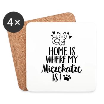 Home is where my Miezekatze is! - Katze - Haustier - Untersetzer (4er-Set) - Weiß - Vorne