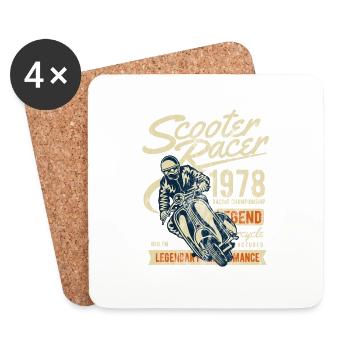 ROLLER RACER - Moped Scooter Shirt Motiv - Coasters (set of 4) - white - Front