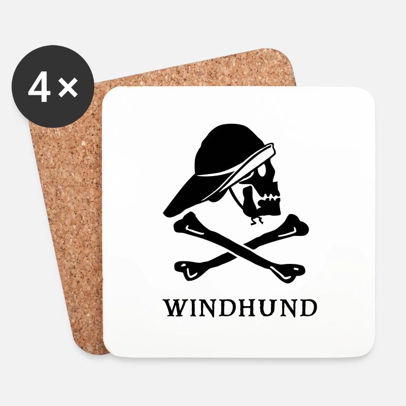~ Windhund ~ - Untersetzer (4er-Set) - Weiß