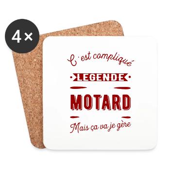 Motard légende t-shirt humour moto - Dessous de verre (lot de 4) - blanc - Devant