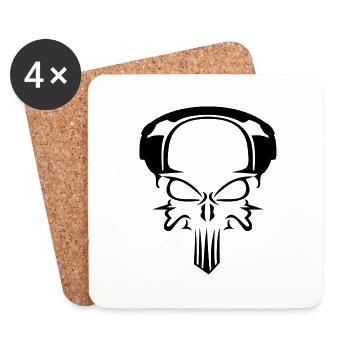 Totenkopf mit Kopfhörern DJ Club Musik Techno - Untersetzer (4er-Set) - Weiß - Vorne