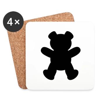 Ours ours en peluche / teddy (1c) - Dessous de verre (lot de 4) - blanc - Devant