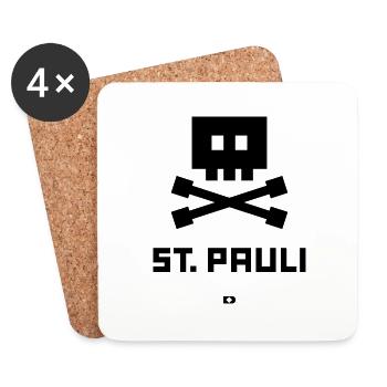 A-207 St. Pauli Totenkopf - Untersetzer (4er-Set) - Weiß - Vorne