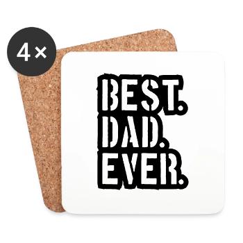 stamp text dad best ever love dad best world v - Coasters (set of 4) - white - Front