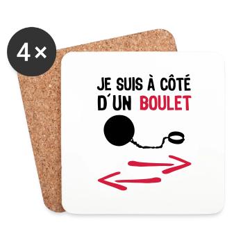 je suis cote boulet insulte1 - Dessous de verre (lot de 4) - blanc - Devant