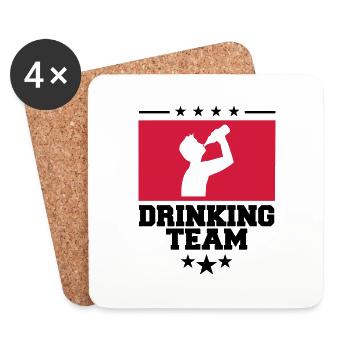 wappen cool logo text alkohol bier sau - Untersetzer (4er-Set) - Weiß - Vorne
