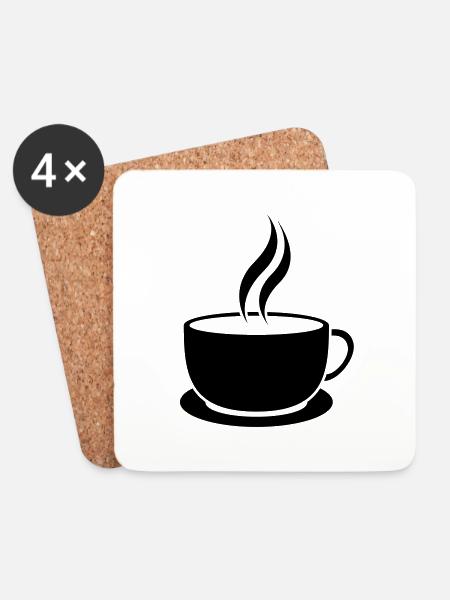 Cafe-Tasse - Untersetzer (4er-Set) - Weiß