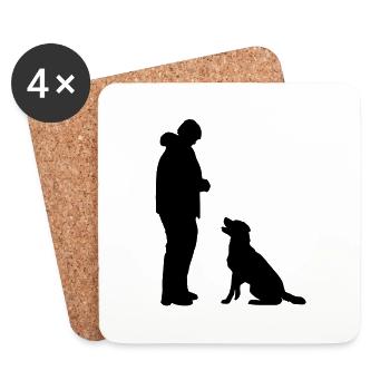 Hund sitzt vor - Untersetzer (4er-Set) - Weiß - Vorne