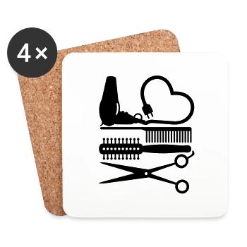 outils Outils coiffeur / coiffure (salon de - Dessous de verre (lot de 4) - blanc - Devant