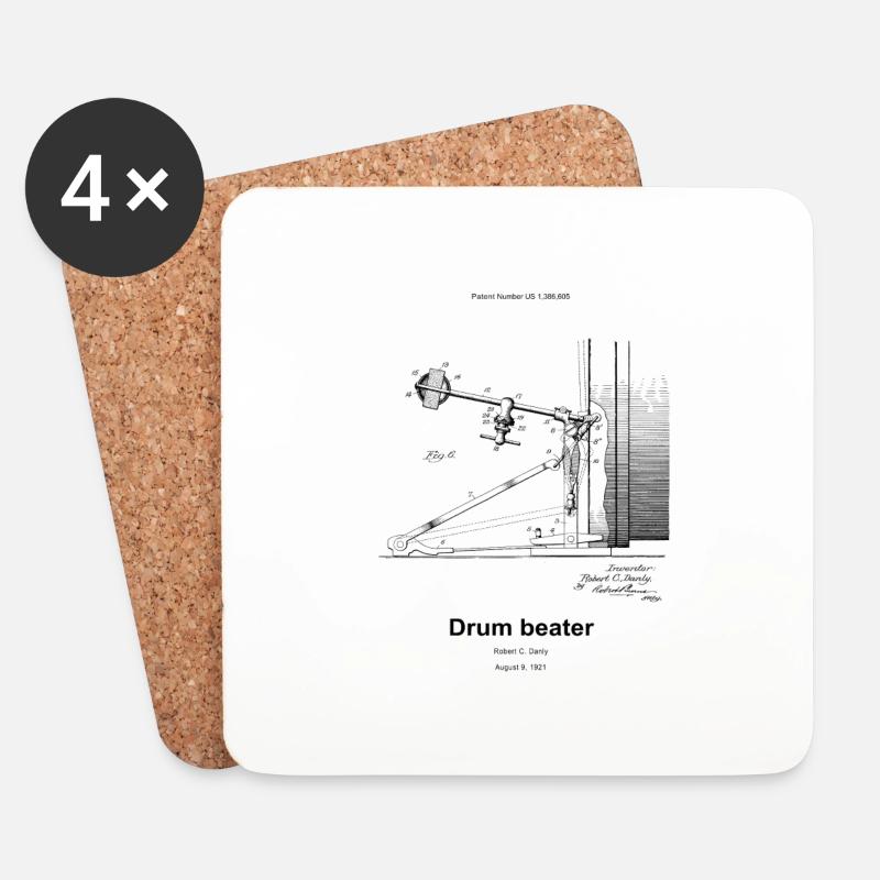 Drum beater - Coasters (set of 4) - white