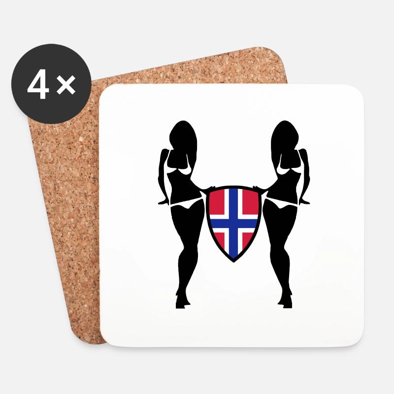 norwegen - Untersetzer (4er-Set) - Weiß