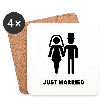 Just Married (Bridal Couple) - Coasters (set of 4) - white - Front