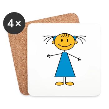 girl - Dessous de verre (lot de 4) - blanc - Devant