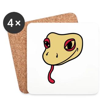 kopf gesicht gecko eidechse echse schlange reptil - Untersetzer (4er-Set) - Weiß - Vorne