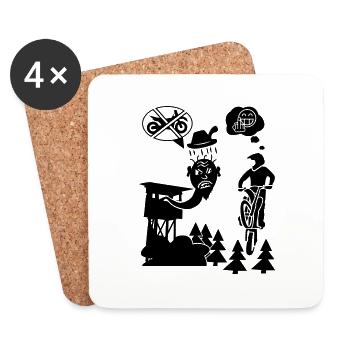 Biker vs. Hunter - Untersetzer (4er-Set) - Weiß - Vorne