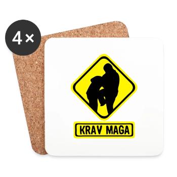 krav maga logo danger1 - Coasters (set of 4) - white - Front
