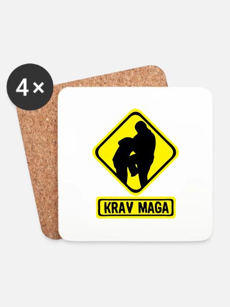 Krav Maga Logo danger1 - Untersetzer (4er-Set) - Weiß