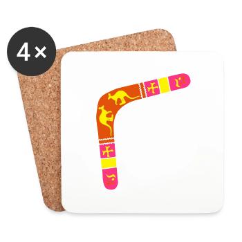 boomerang kangourou bumerang1 - Dessous de verre (lot de 4) - blanc - Devant