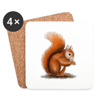 Eichhörnchen Illustration - Untersetzer (4er-Set) - Weiß - Vorne