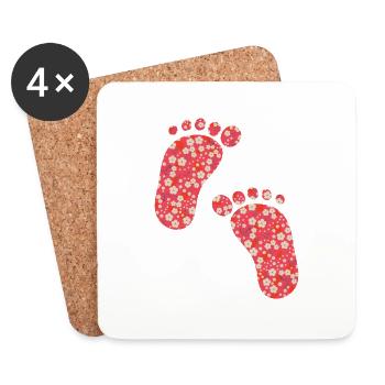 red liberty footprints - Coasters (set of 4) - white - Front