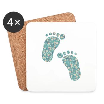 turquoise liberty footprints - Coasters (set of 4) - white - Front