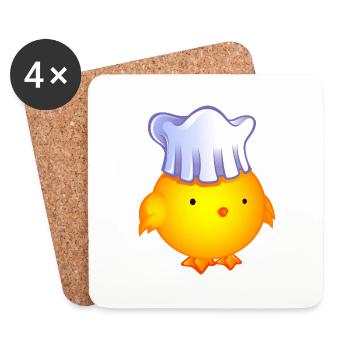poussin cuisinier.png - Dessous de verre (lot de 4) - blanc - Devant
