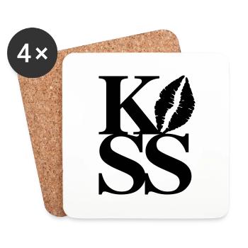 Kiss - Dessous de verre (lot de 4) - blanc - Devant