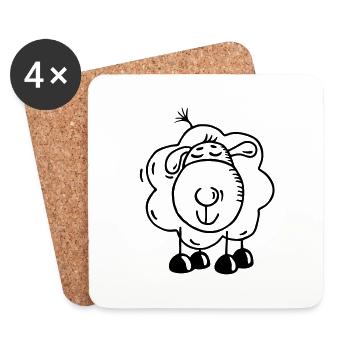 Dreaming sheep - Coasters (set of 4) - white - Front