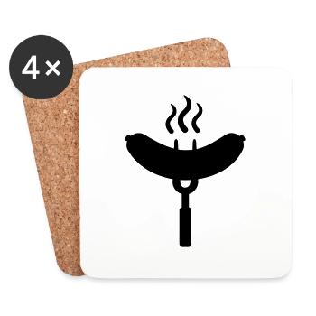 Saucisse - Dessous de verre (lot de 4) - blanc - Devant