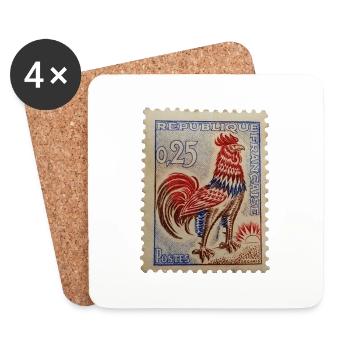 timbre français - Dessous de verre (lot de 4) - blanc - Devant